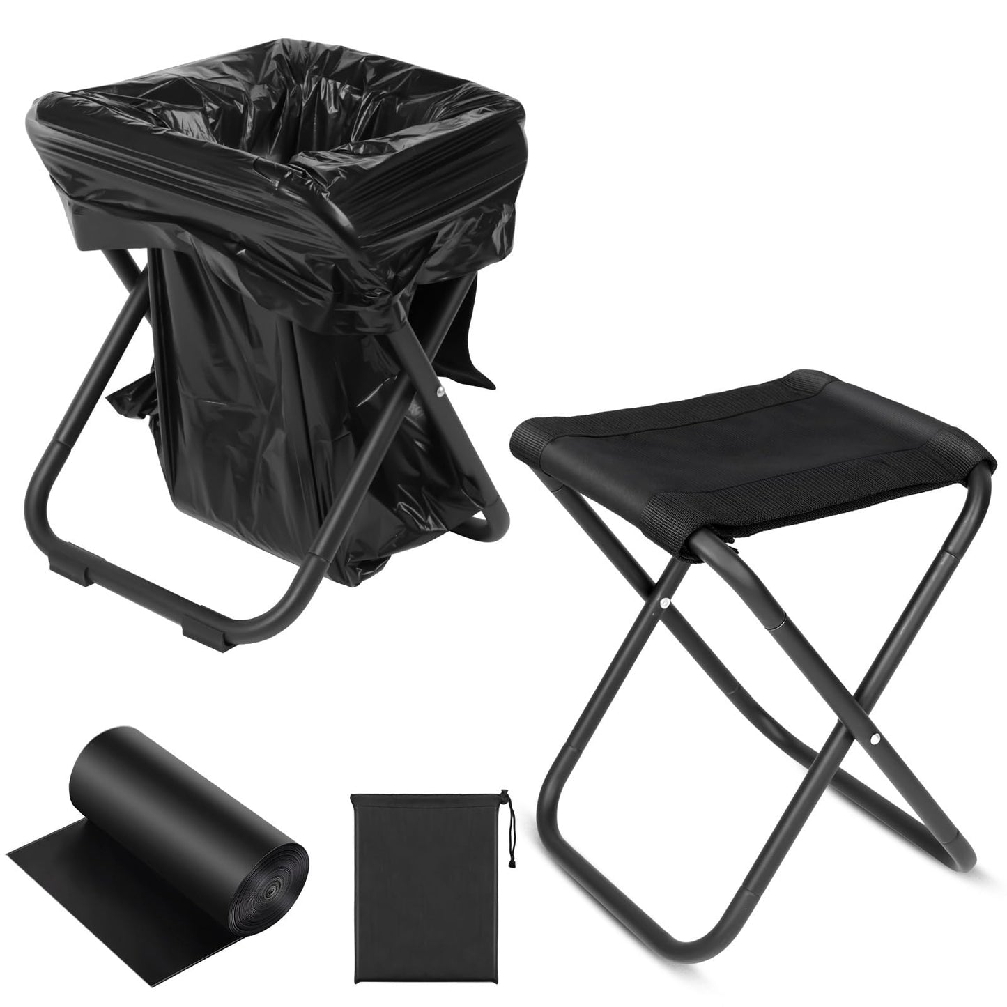 3in1 Collapsible Camping Toilet Stool and Bin